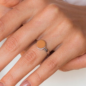 Anello d'argento a forma di cerchio Disco minimalista Anello geometrico Moglie o mamma Compleanno Regalo Idea Dichiarazione Anello Regolabile Elegante per la ragazza