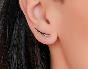 Pendientes trepadores - Pendientes de plata de ley - Pendientes minimalistas - Delicado pendiente - Pendientes trepadores sencillos