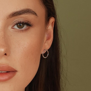 Circle Stud Earrings - Sterling Silver Circle Minimalist Studs - Open Circle Earrings - Minimalist Geometric Studs - Karma Earrings