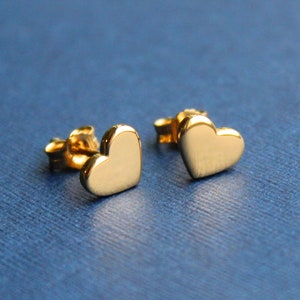 Heart Stud Earrings – 18k Gold Plated Tiny Heart Earrings – Small Gold Heart Studs – Minimalist Love Jewelry – Cute Bridal Earrings