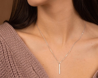 Drop Bar Necklace Modern Sterling Silver Minimalist Necklace Stylish Statement Necklace Women Birthday Gift Aesthetic Simple Necklace