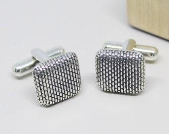 Sterling Silver Cuff Links - Square with Rounded Corners Cufflinks - Men's Jewelry - Oxidized Silver 925 Cufflinks