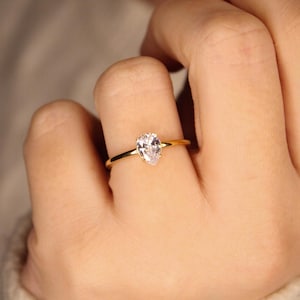 Dainty Pear CZ Ring -  18k Gold Vermeil Engagement Ring - Minimalist - Stacking - Sterling Silver Jewelry