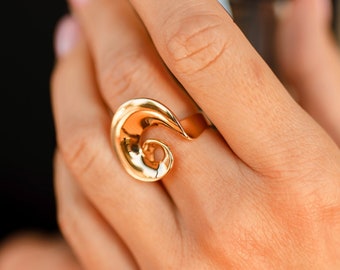 Spiral Snail Ring - 24k Gold Vermeil Big Twisted Ring - Gold Spiral Ring