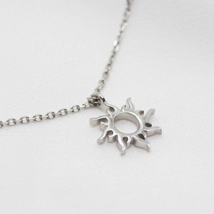 Sterling Silver Sun Necklace - Sunburst Necklace - Sun Charm Necklace - Celestial Sun Necklace - Silver Pendant Minimalist Necklace