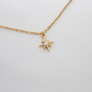 North Star Necklace Sterling Silver Starburst Necklace Star Necklace Choker North Star CZ image 3