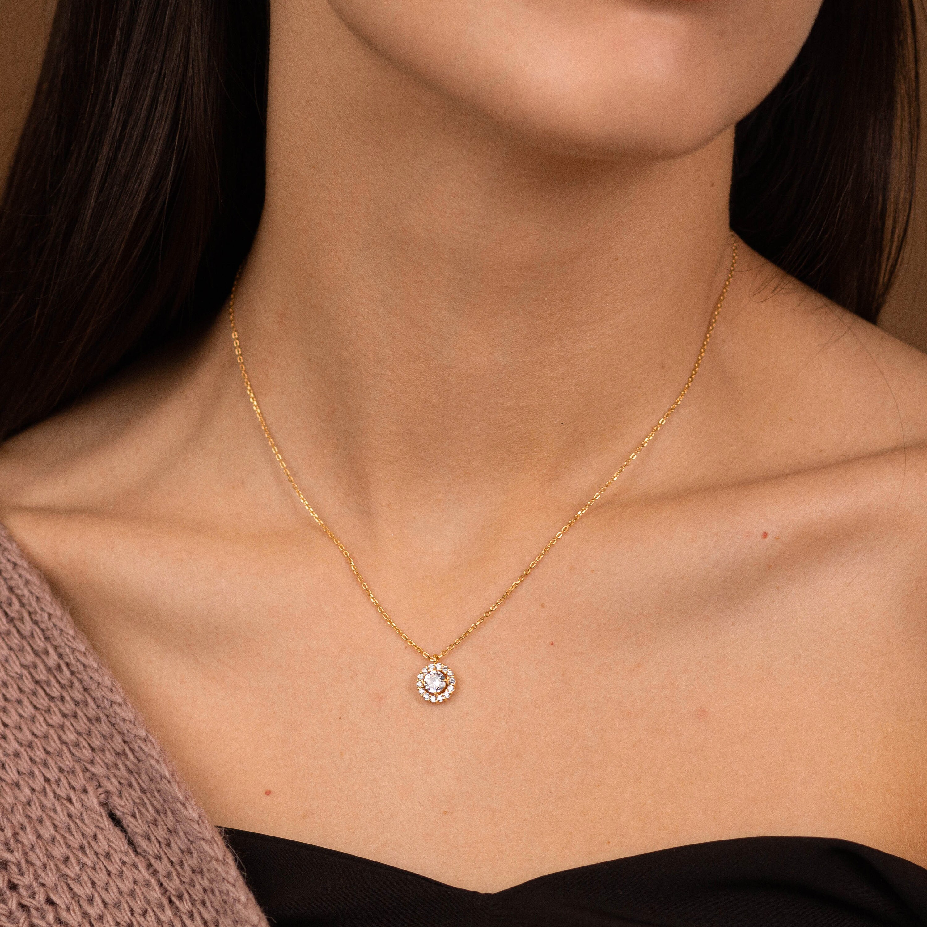 Gold Vermeil Chain Necklace Luxury CZ Cubic Zirconia Wedding Etsy