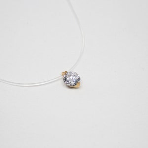 24k Gold Vermeil CZ Necklace - Fishing Line - Nylon Necklace - Invisible Necklace - Floating Minimalist Necklace - Gold Wedding Necklace