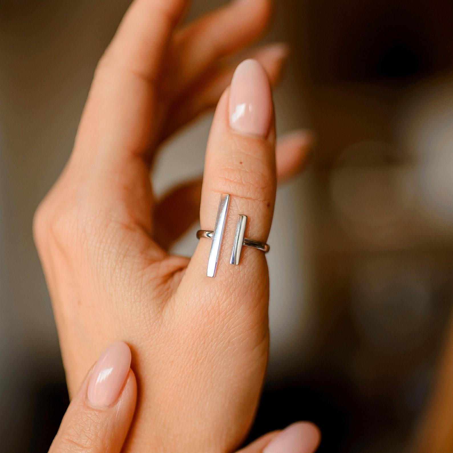 Sterling Silver Thumb Ring for Women Silver Bar Ring Etsy