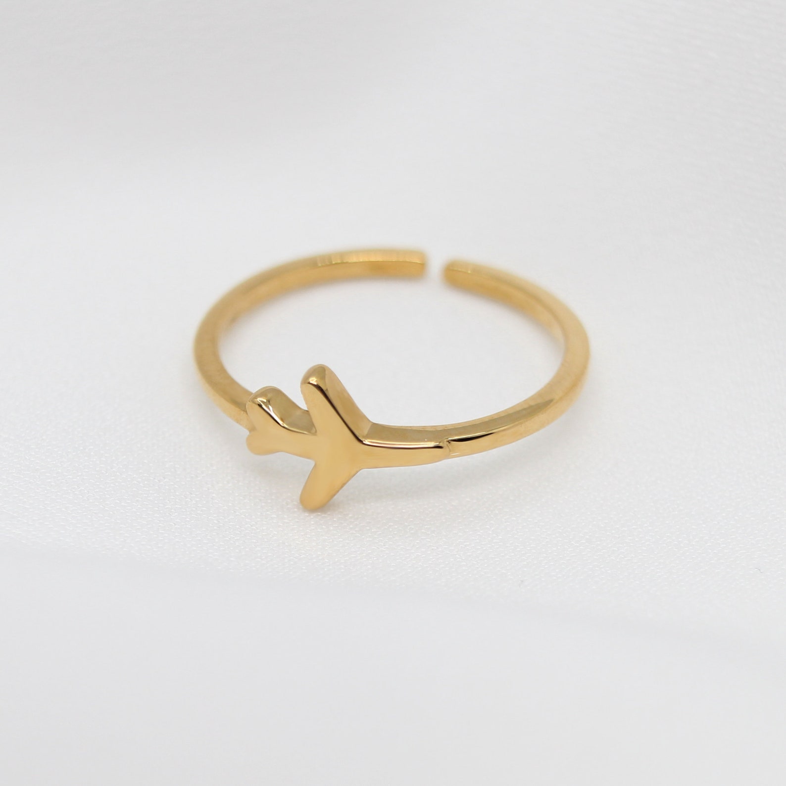 Gold Airplane Ring Minimal Plane Ring 24k Gold Vermeil Etsy