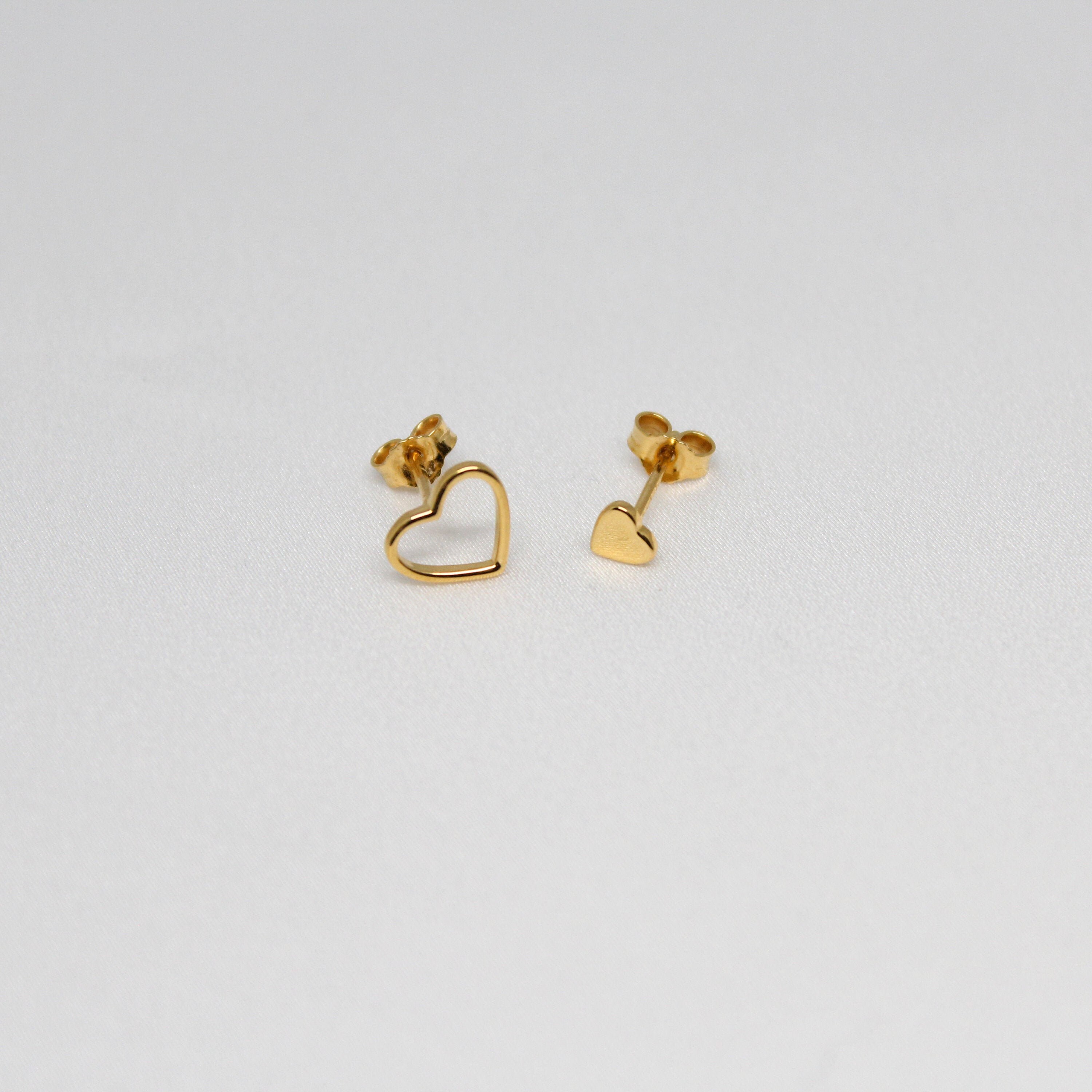 Tiny Heart Shaped Stud Earrings 24k Gold Vermeil Hearts Cute Etsy