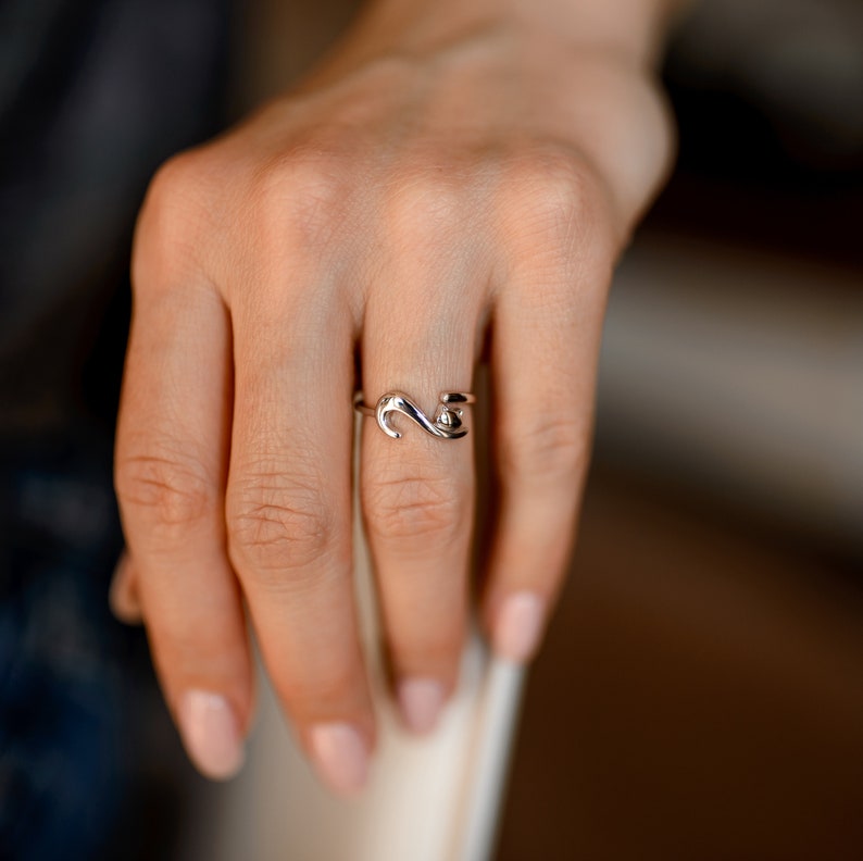 Cute Cat Kitten Ring Adjustable Cat Ring Cat Lover Gift Animal Ring Minimalist Silver Ring Cat Jewelry Sterling Silver Cat Ring