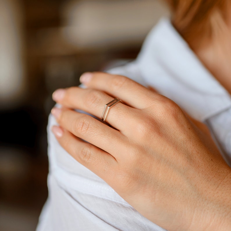 Honeycomb Stackable Ring Geometric Ring Sterling Silver Simple Ring Modern Minimal Ring Hexagon Ring