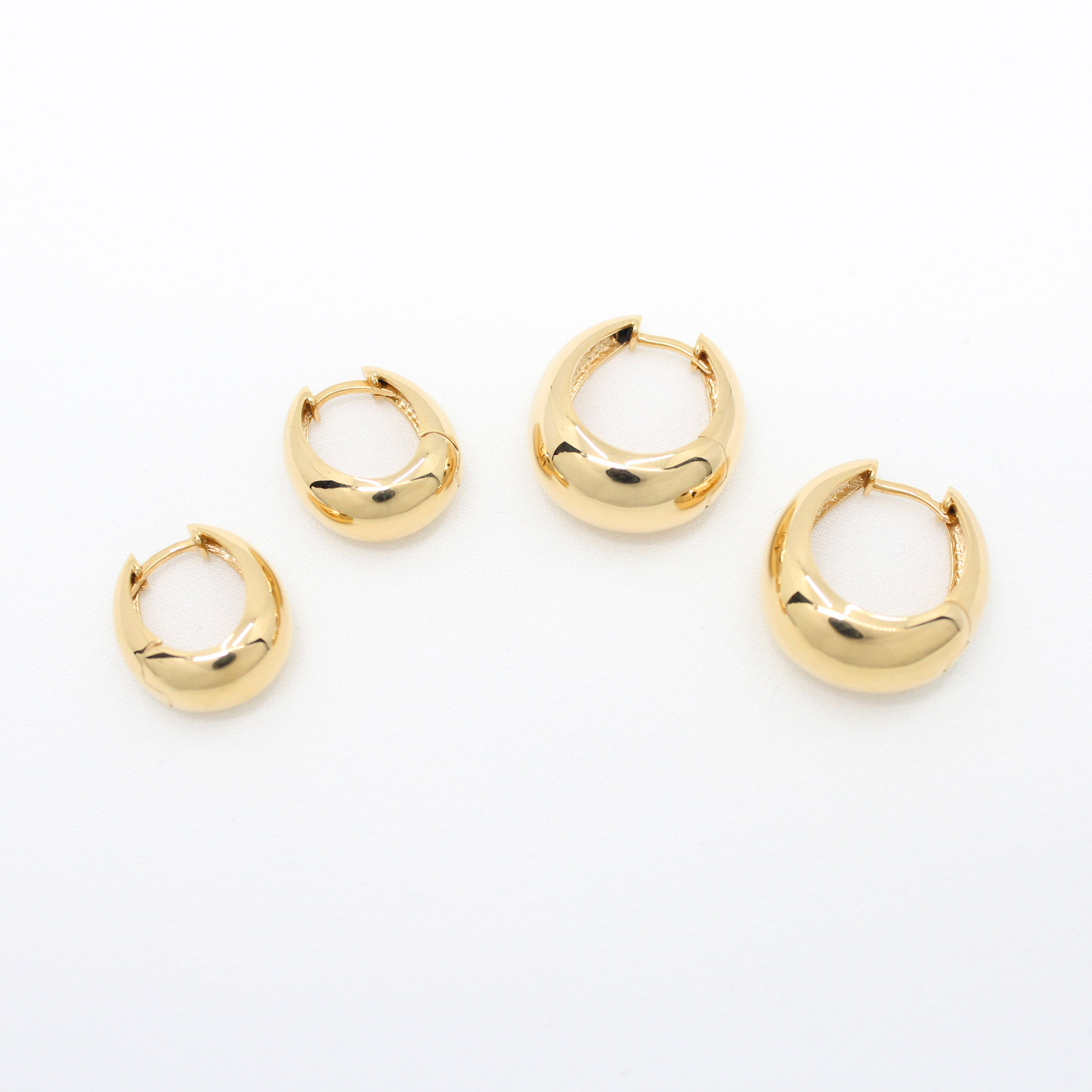 Gold Dome Earrings Chunky Hoop Earrings 24k Gold Vermeil | Etsy
