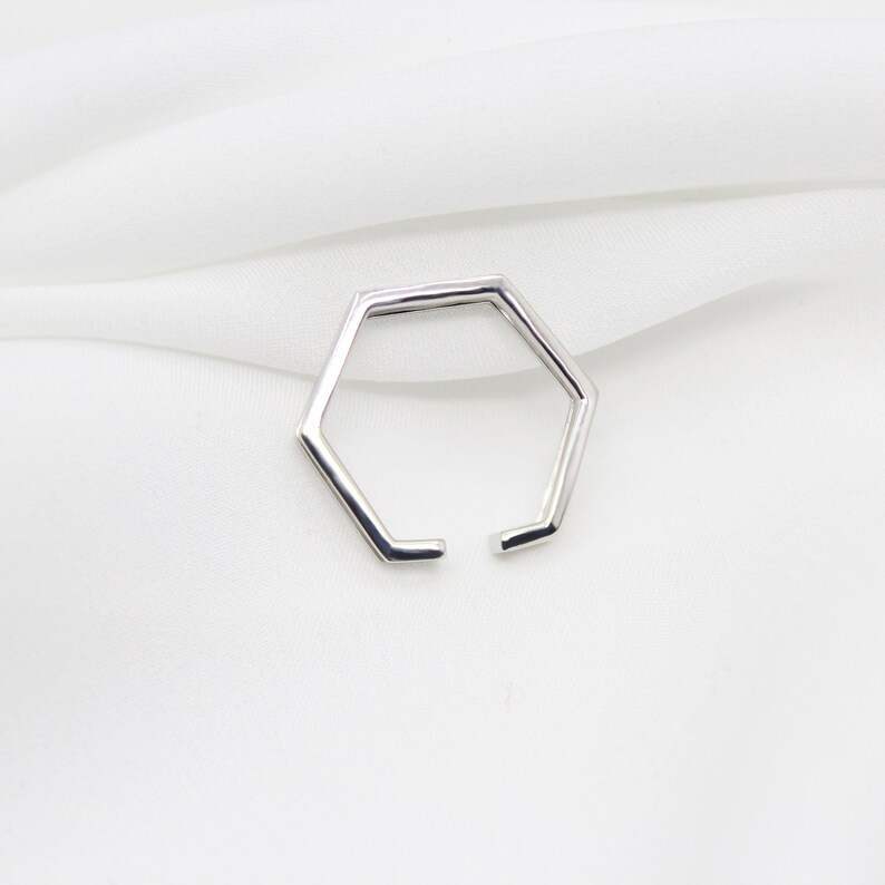 Honeycomb Stackable Ring Geometric Ring Sterling Silver Simple Ring Modern Minimal Ring Hexagon Ring