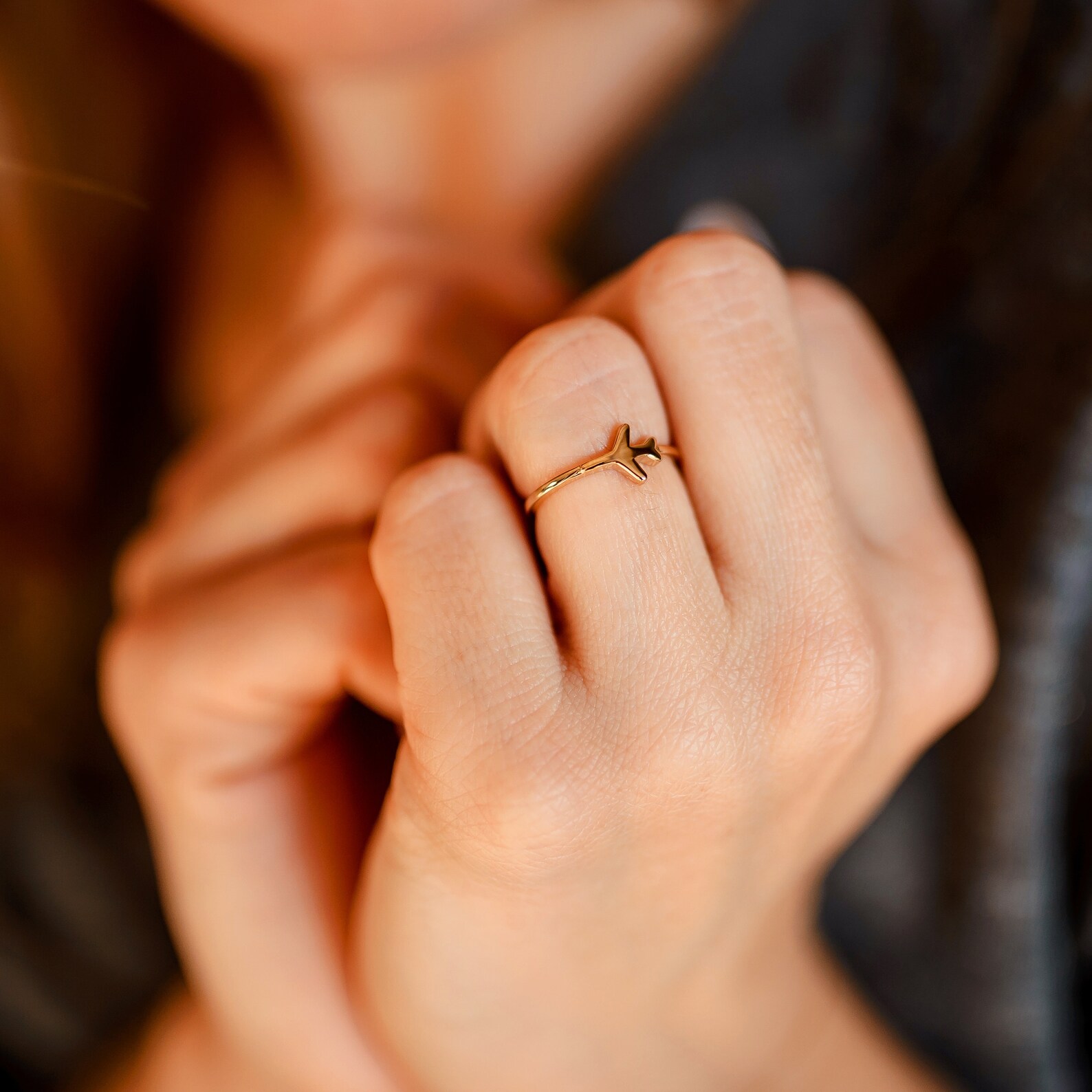 Gold Airplane Ring Minimal Plane Ring 24k Gold Vermeil Etsy