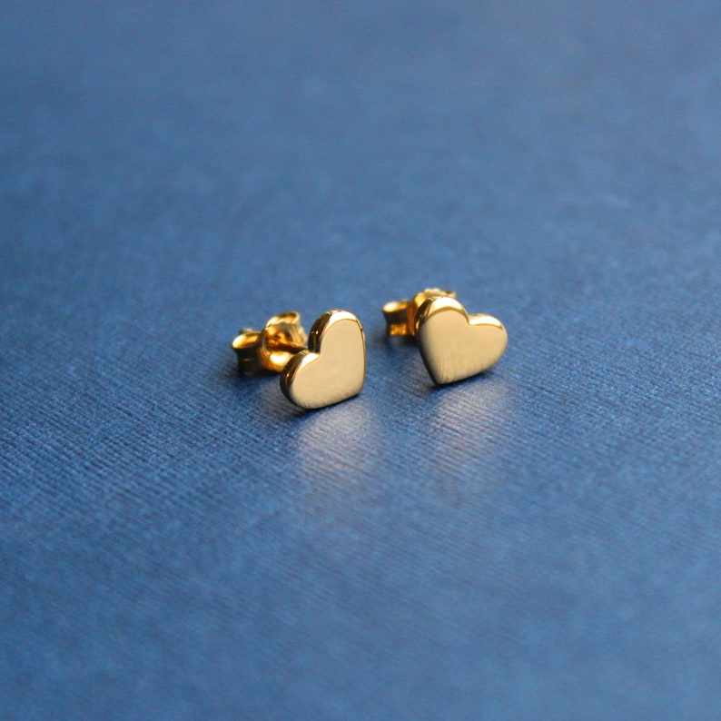 Gold Heart Earrings Stud 24k Gold Vermeil Heart Stud Etsy