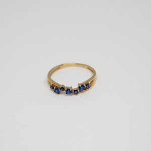 Blauwe stenen ring 24k gouden vermeil blauwe CZ ring sierlijke ring rood blauw groen wit zwart kubieke zirconia ring minimalistische ring Blauw