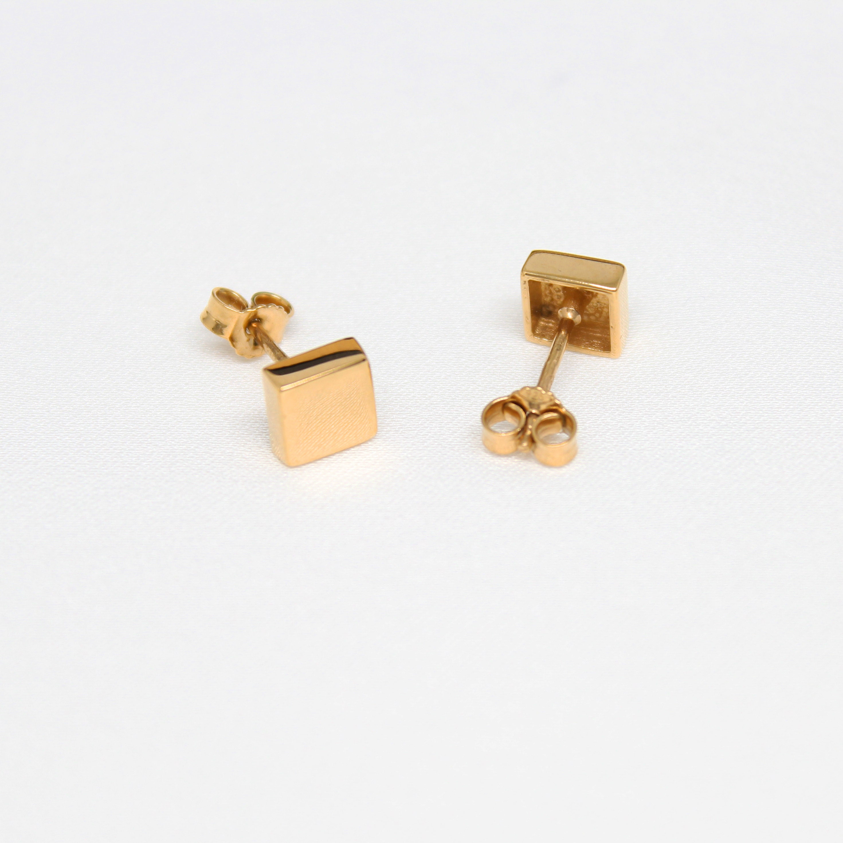 Gold Square Stud Earrings 24k Gold Vermeil Stud Earrings Etsy