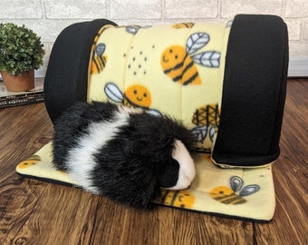 Tunnel Guinea Pig Hidey - Guinea Pig Cage Accessories - Guinea Pig Fleece- Handcrafted Pet Bed - Birthday Gift for Boy