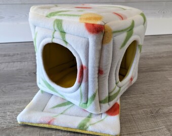 Guinea Pig Cozy Cube - Guinea Pig Accessories Fleece Bed for Small Pet Reptiles Hide