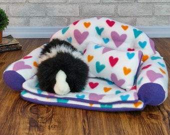 Guinea Pig Comfy Couch - Guinea Pig Accessories - Fleece Bed for Small Pet Cat Bed 18" Doll Furniture