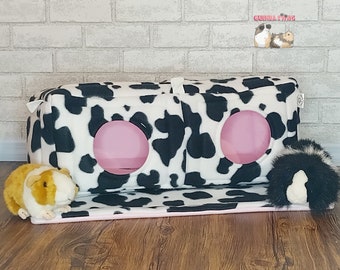 Cow Print | Ready to Ship | Handmade Cozy Cube Hidey Cage Accessories for Guinea Pig Bed for Rat Rabbit Ferret Hamster Iguana Lizard