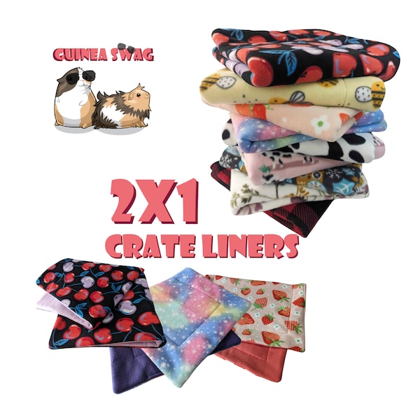 2 x 1 Crate Liners 29"x15" Variety of Patterns Absorbent 4 Layers Extra Lap Pads Guinea Pig Accessories Guinea Pig Fleece