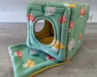 Guinea Pig Cozy Cube - Guinea Pig Accessories Fleece Bed for Small Pet Reptiles Hide