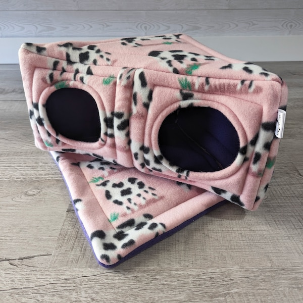 Cozy Corner Cube Bed for Guinea Pig - Handmade Fleece Soft Bedding Guinea Pig Accessories