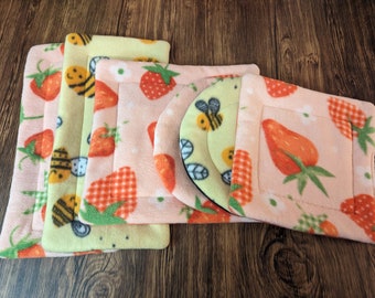 Strawberry Fields & Bees Knees Potty Pads Variety of Sizes Absorbent 4 Layers Extra Lap Pads Guinea Pig Accessories Guinea Pig Fleece