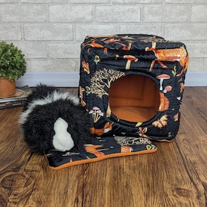 Cottage Core | Ready to Ship | Handmade Cozy Cube Hidey Small Pet Bed Cage Accessories Bed for Guinea Pig Ferret Rat Autumn and Fall Fur