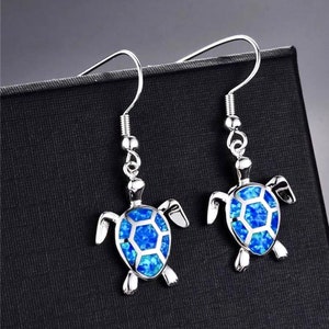 Beautiful Opal Sea Turtle Earrings