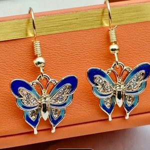 New Beautiful Multi Colored Butterfly Enamel Earrings