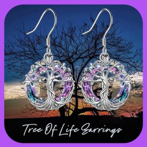 New Exquisite Beauty Celtic Tree of Life Purple Earrings