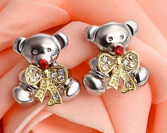 Adorable Girls Teddy Bear Miniature Stud Earrings