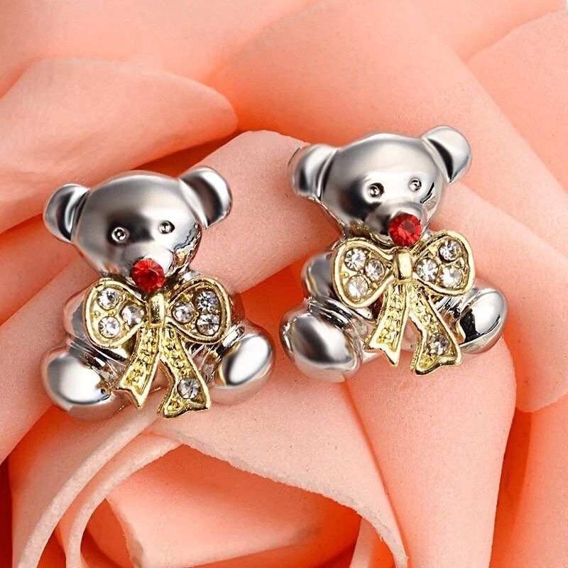 Adorable Girls Teddy Bear Stud Earrings Etsy