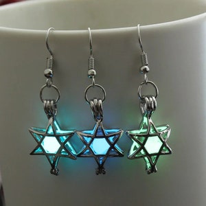 Beautiful Lighted Hanukkah Solar Glow Star Earrings