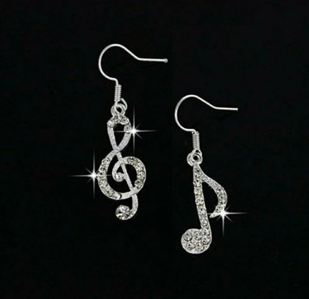 New Pretty Rhinestone Musical Note Earrings Etsy