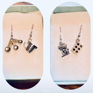 Adorable Miniature Pewter Baking Lovers Earrings