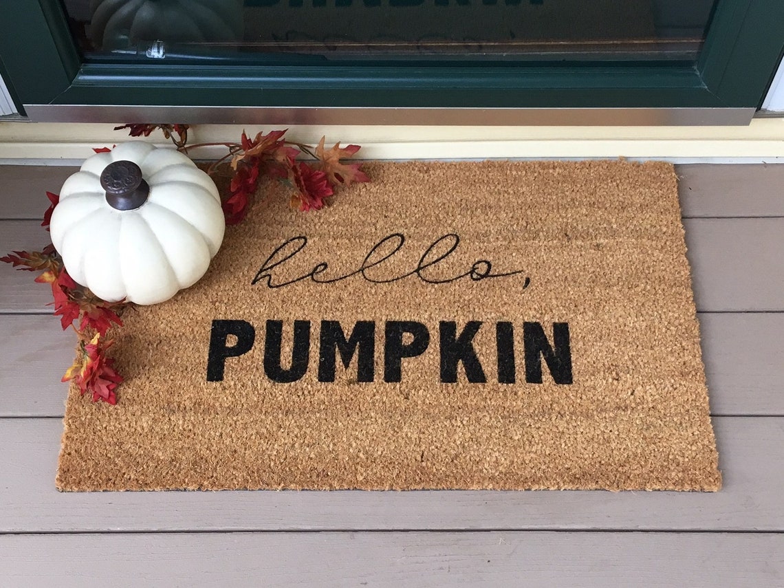 Hello Pumpkin Doormat Etsy