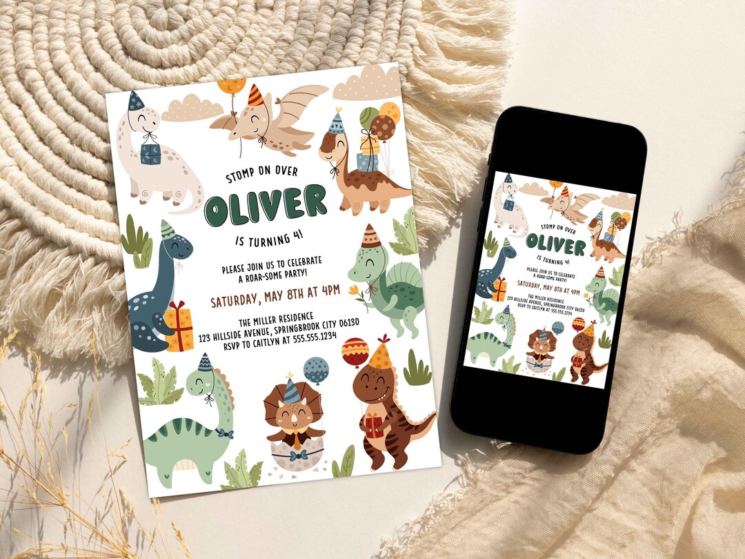 Editable Invitation Template Dinosaur Birthday Party, Dinomite Roarsome ...