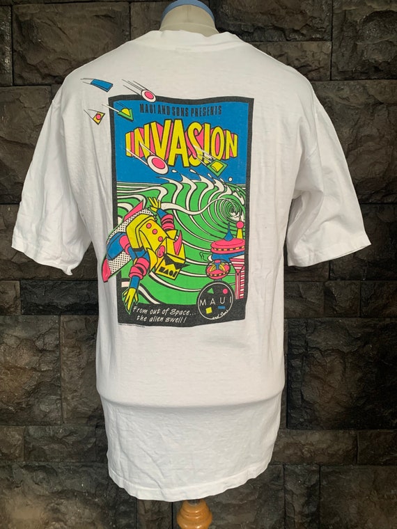 Vintage 80s Maui and Sons Invasion Surfing Robot Alien T Shirt - Etsy