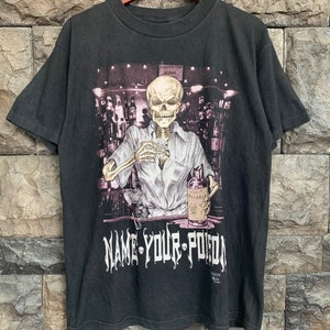 Vintage 90s Name Your Poison Fashion Victim Skull Bone Tshirt