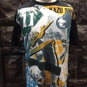 Vintage J-League Kazu Swirls Japan Football Player Full Print Kazu Swirls Rare 90s T shirt