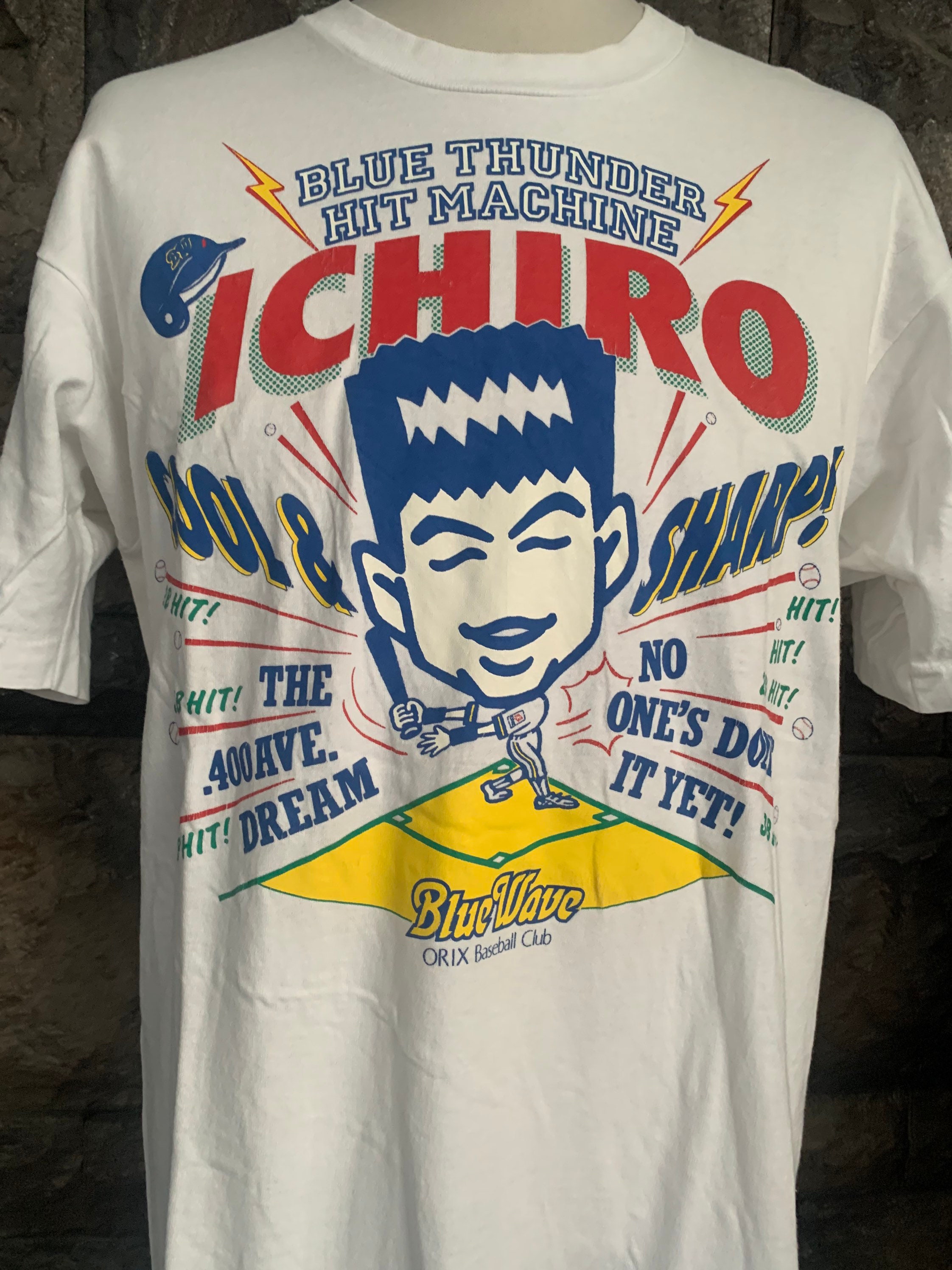 Vintage 90s Ichiro Blue Thunder Hit Machine Baseball T Shirt 