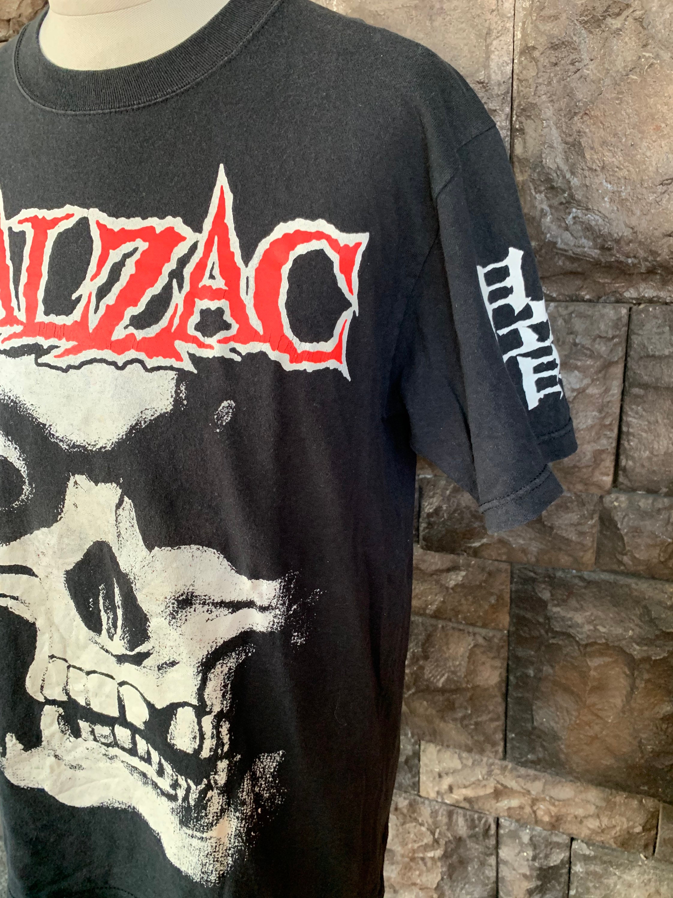 ビンテージBALZAC黒グラフィック、バンT made in USA、L美品 ビンテージBALZAC黒グラフィック、バンT made in USA、L美品