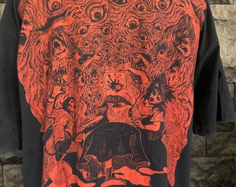 Vintage 90s Paranoia Cafe Screaming Mad George Artwork Gore T