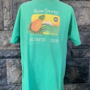Vintage 90er Jahre Quiksilver Surf / Surfing T Shirt