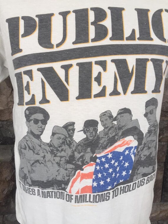 Vintage 80s Public Enemy Hip Hop rap tee t shirt
